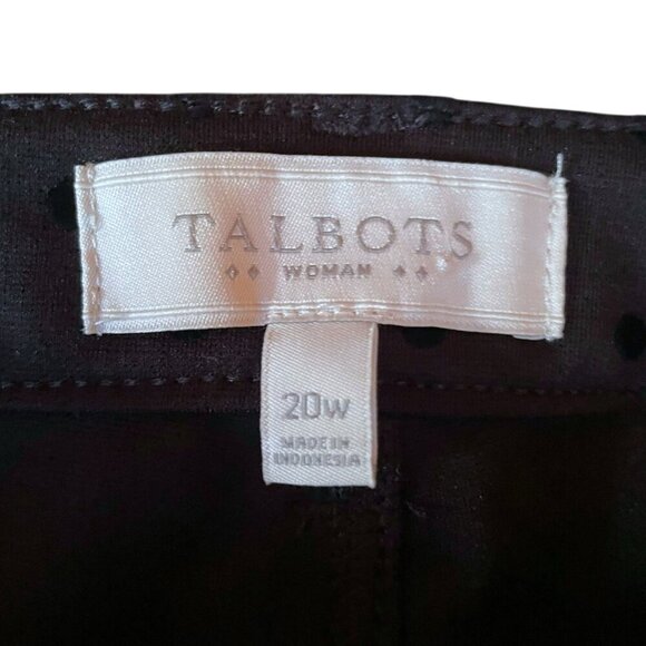 Talbots Womens Pant Plus Sz 20W Black Flocked Velvet Polka Dot Straight Stretch - Picture 5 of 5